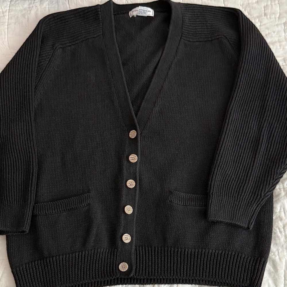 Cozy Black Button-Up Cardigan - Picture 2 of 5